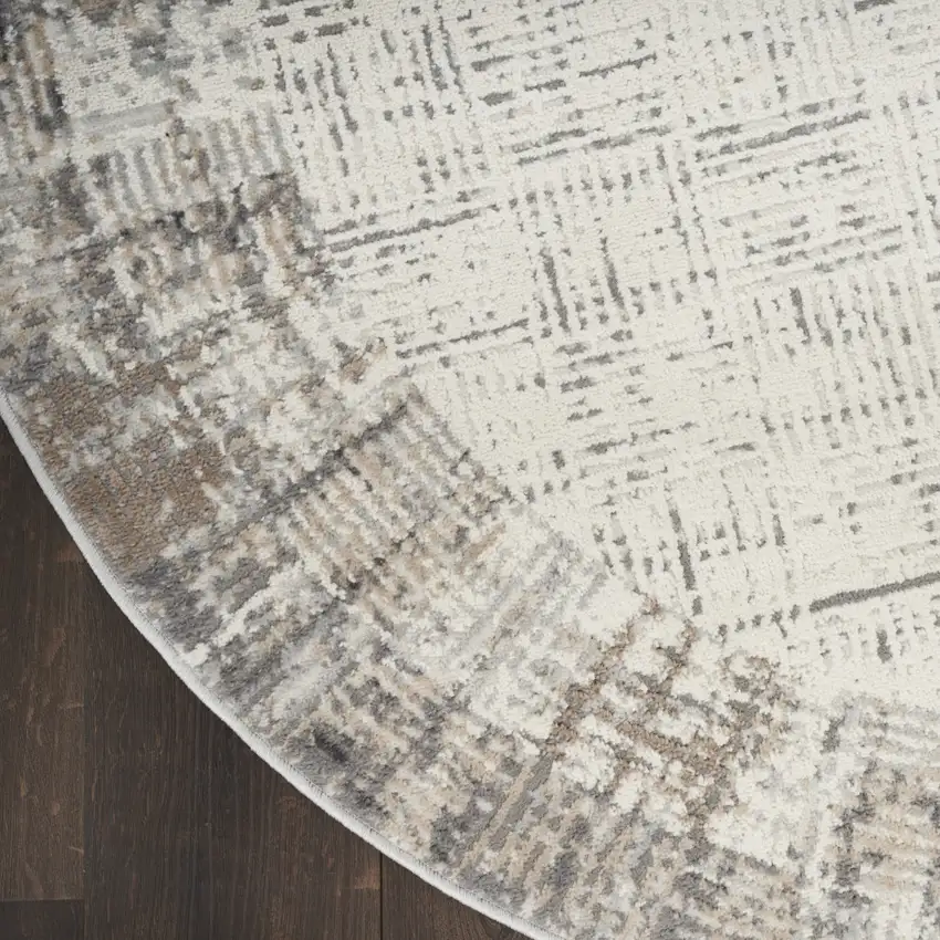 Gray Abstract Oval Rug Photo 8