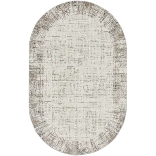 Gray Abstract Oval Rug Photo 1