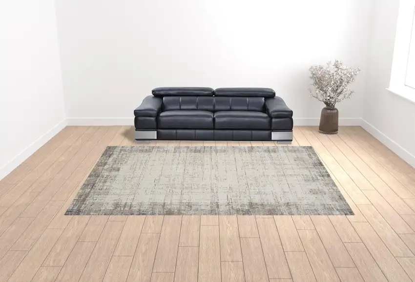 Gray Abstract Power Loom Area Rug Photo 2