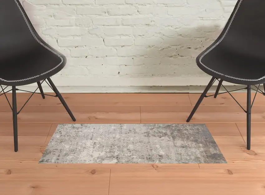 Gray Abstract Power Loom Area Rug Photo 2