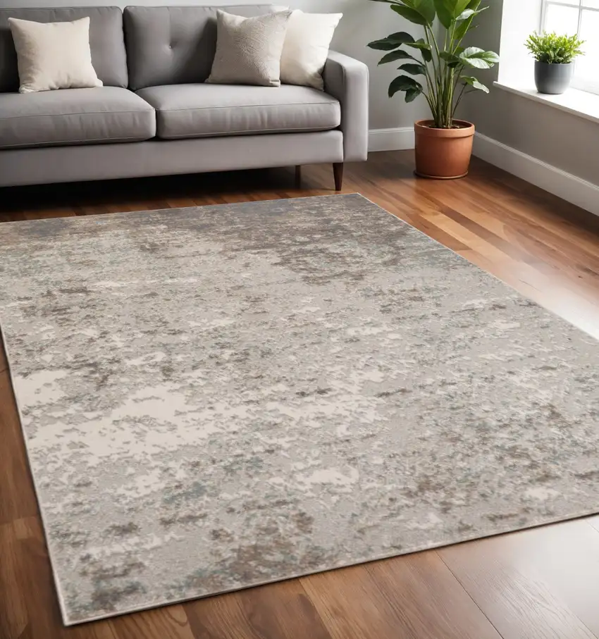 Gray And Ivory Abstract Area Rug Photo 1
