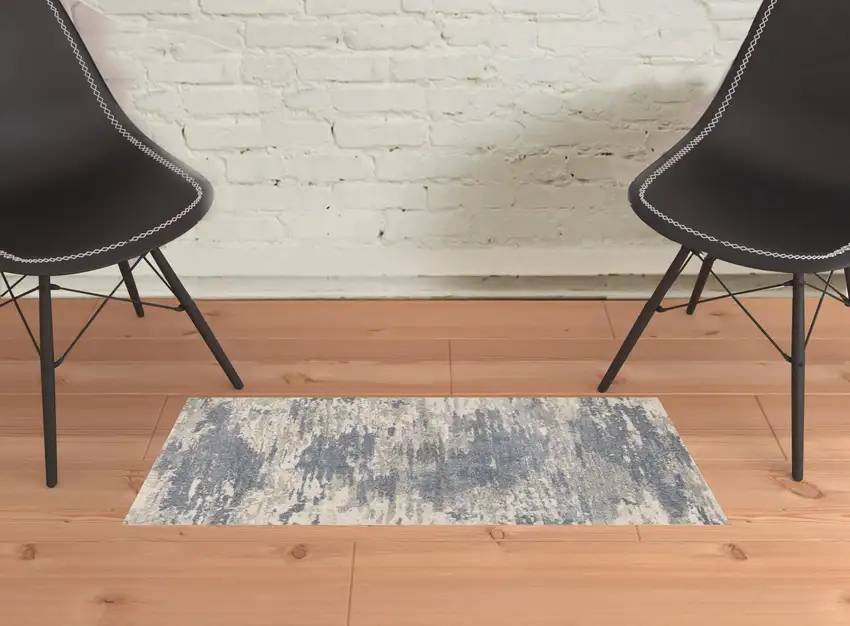 Gray Abstract Power Loom Area Rug Photo 2