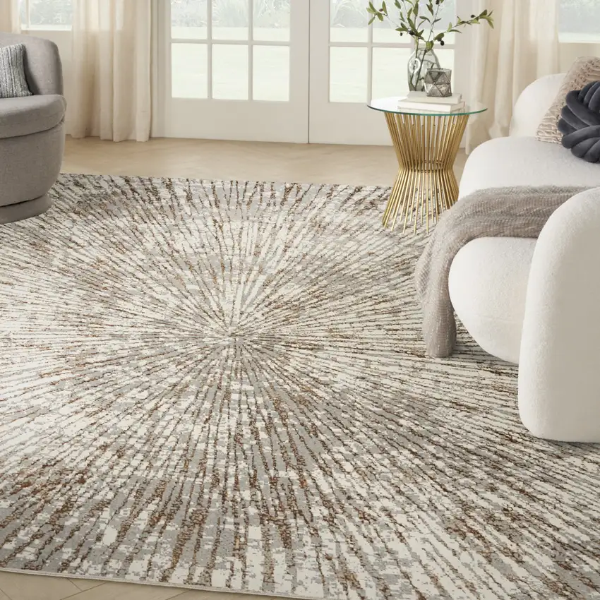 Gray And Brown Abstract Area Rug Photo 5