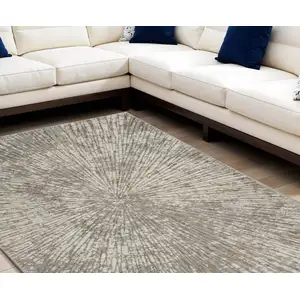Photo of Gray Abstract Power Loom Area Rug