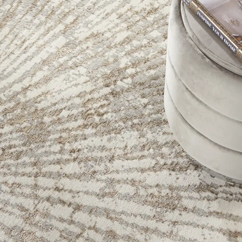 Gray And Brown Abstract Area Rug Photo 9