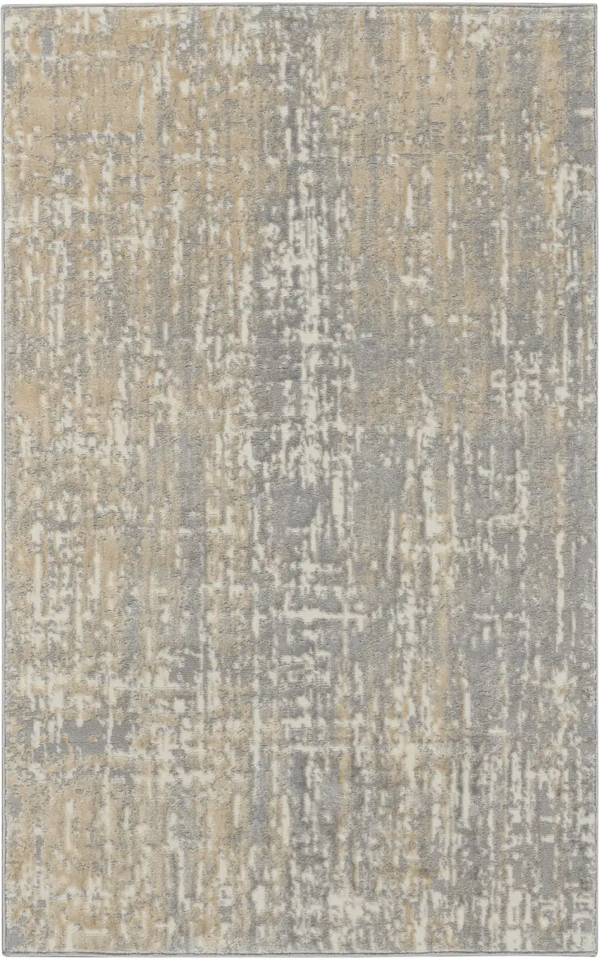 Gray Abstract Power Loom Area Rug Photo 2