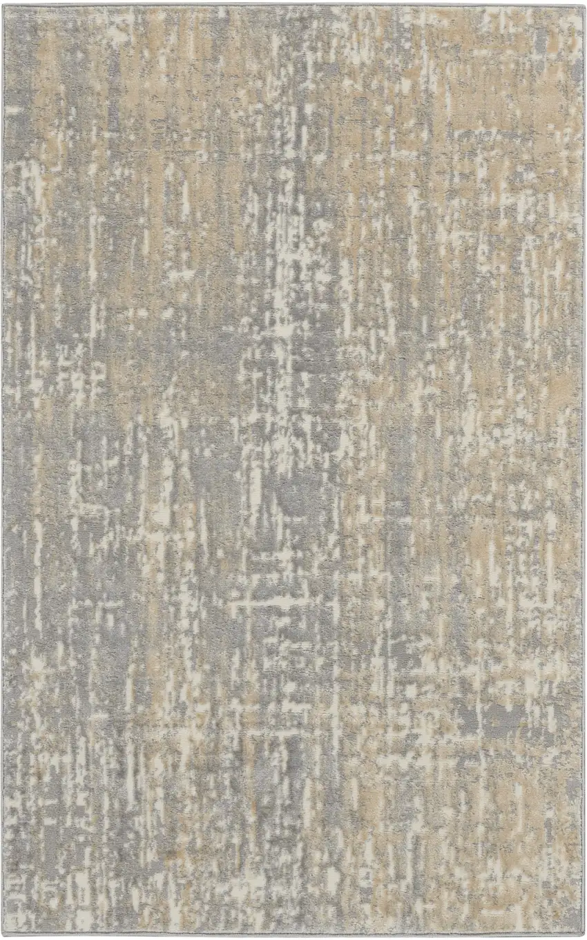 Gray Abstract Power Loom Area Rug Photo 5