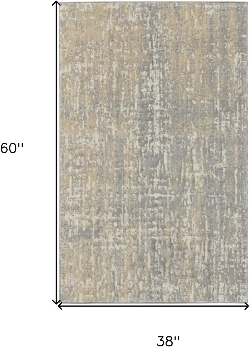 Gray Abstract Power Loom Area Rug Photo 3