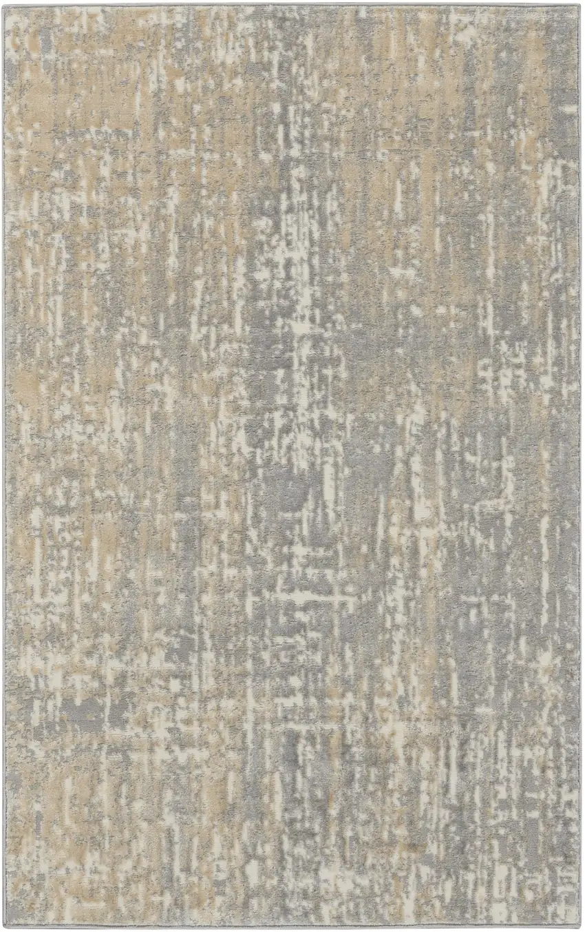 Gray Abstract Power Loom Area Rug Photo 8