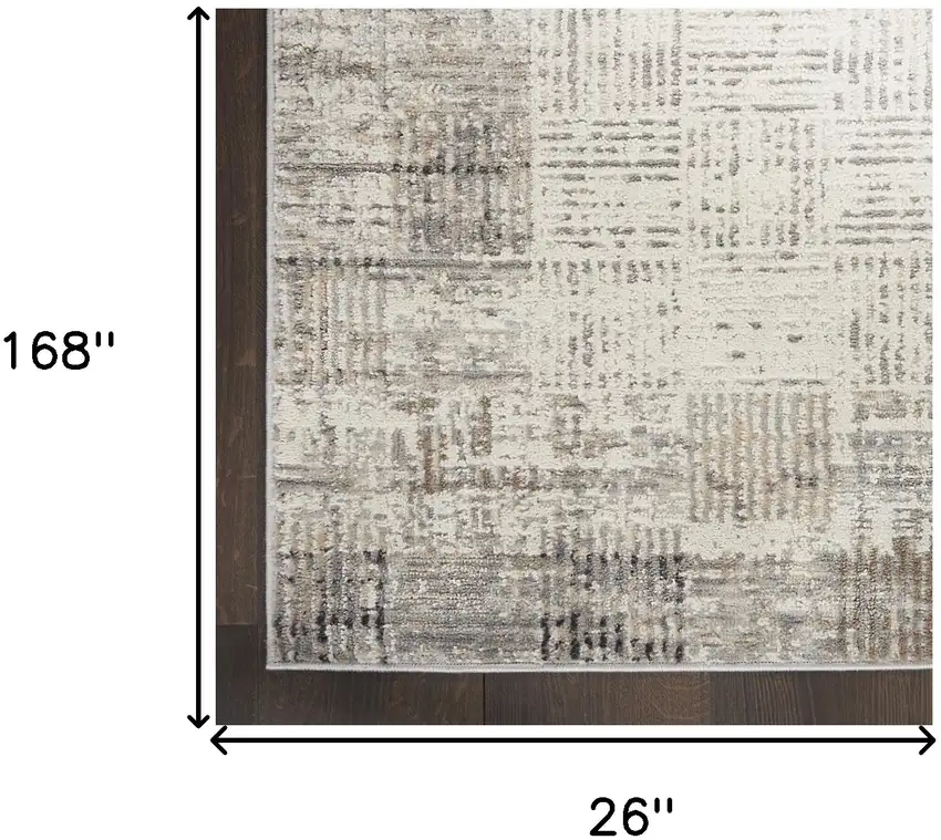 Gray Abstract Power Loom Runner Rug Photo 7