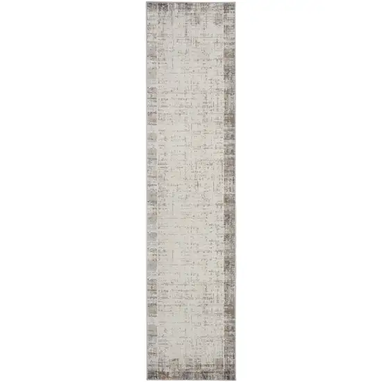 14' Gray Abstract Runner Rug Photo 4
