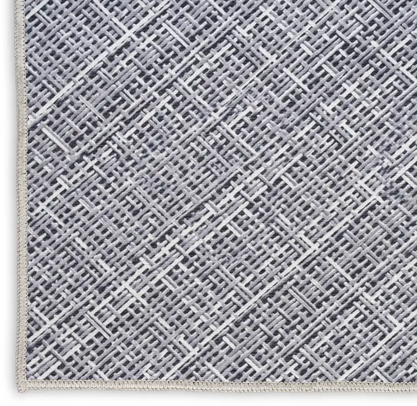 Gray Abstract Power Loom Washable Non Skid Runner Rug Photo 5