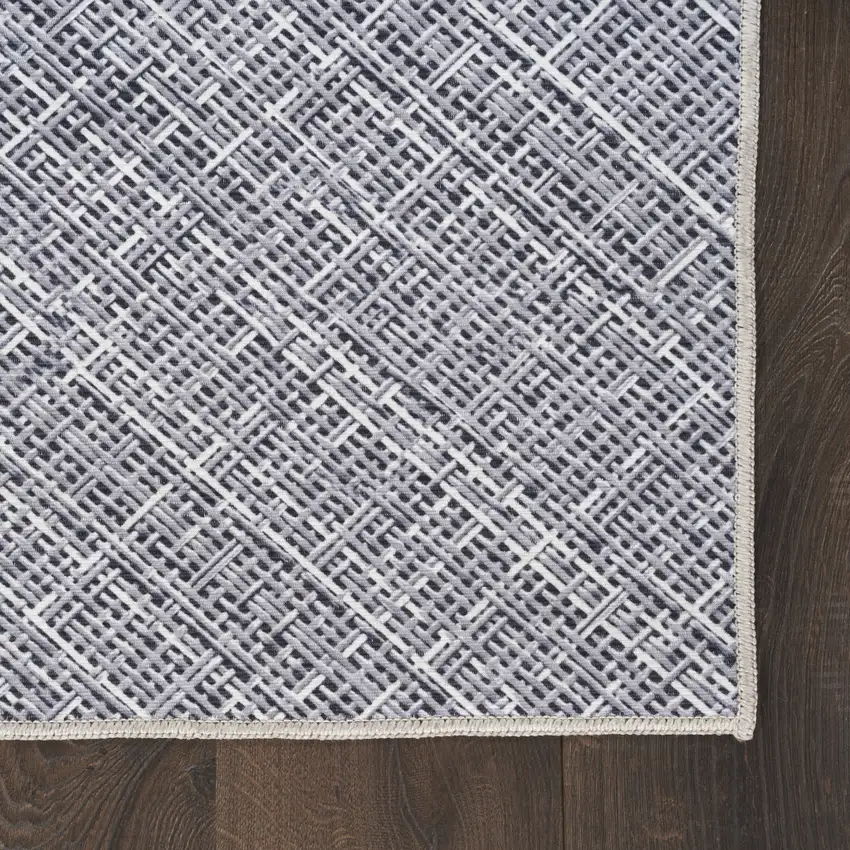 Gray Abstract Power Loom Washable Non Skid Runner Rug Photo 7