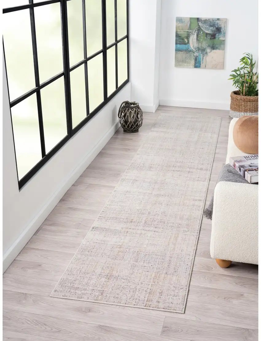 Gray Abstract Runner Rug Photo 6