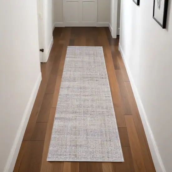 8' Beige And Gray Striped Runner Rug Photo 1