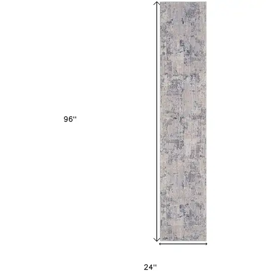 Gray Abstract Runner Rug Photo 9