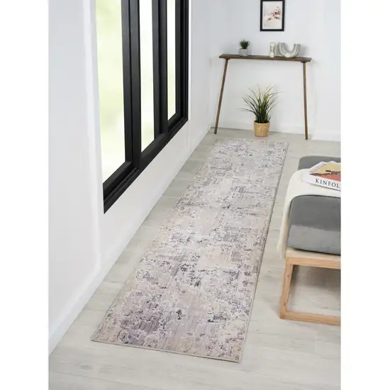 Gray Abstract Runner Rug Photo 8