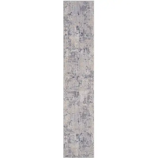 Gray Abstract Runner Rug Photo 1