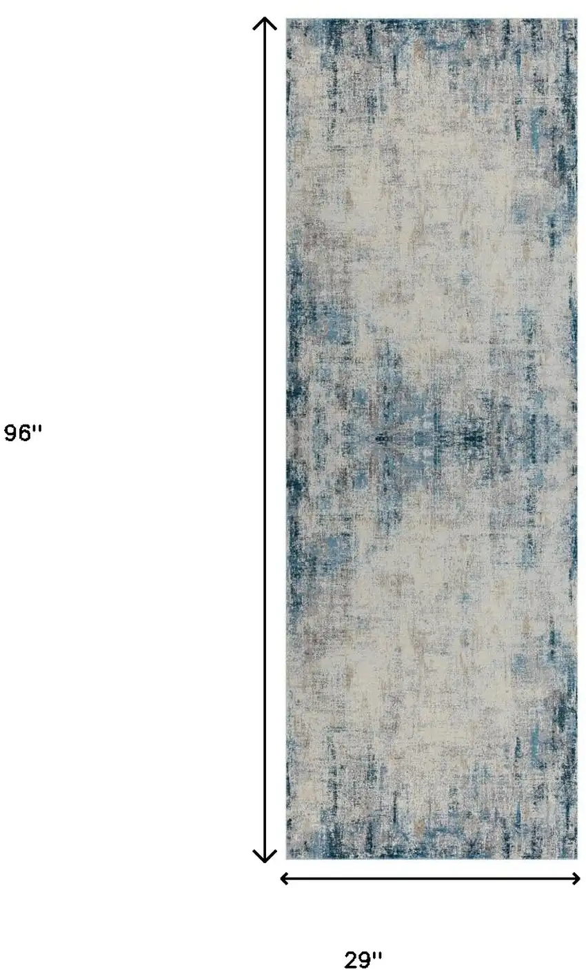 Gray Abstract Runner Rug Photo 3