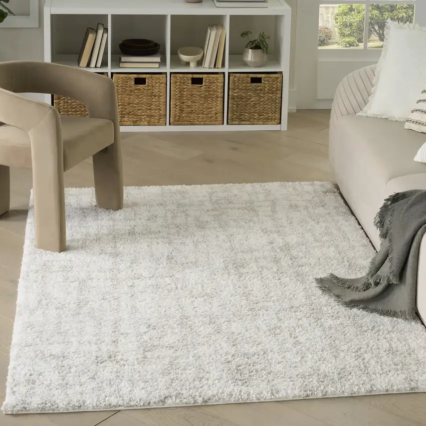 Gray Abstract Shag Power Loom Area Rug Photo 4