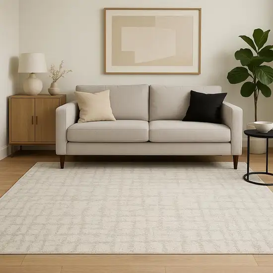 Gray Abstract Shag Power Loom Area Rug Photo 1
