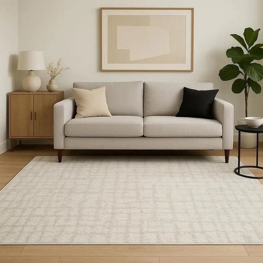 Gray Abstract Shag Power Loom Area Rug Photo 1