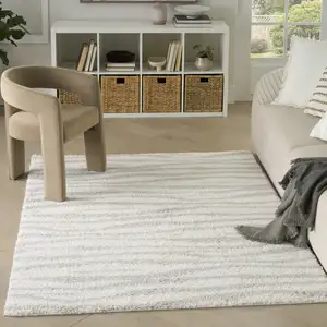 Photo of Gray Abstract Shag Power Loom Area Rug