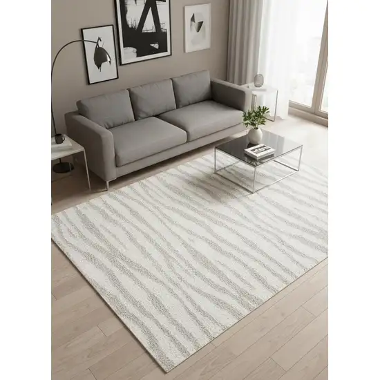 Gray Abstract Shag Power Loom Area Rug Photo 1