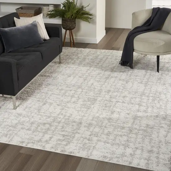 Gray Abstract Shag Power Loom Area Rug Photo 5