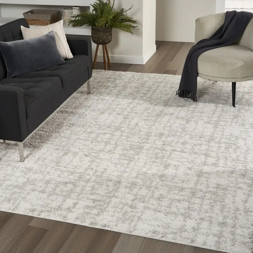 Gray Abstract Shag Power Loom Area Rug Photo 5