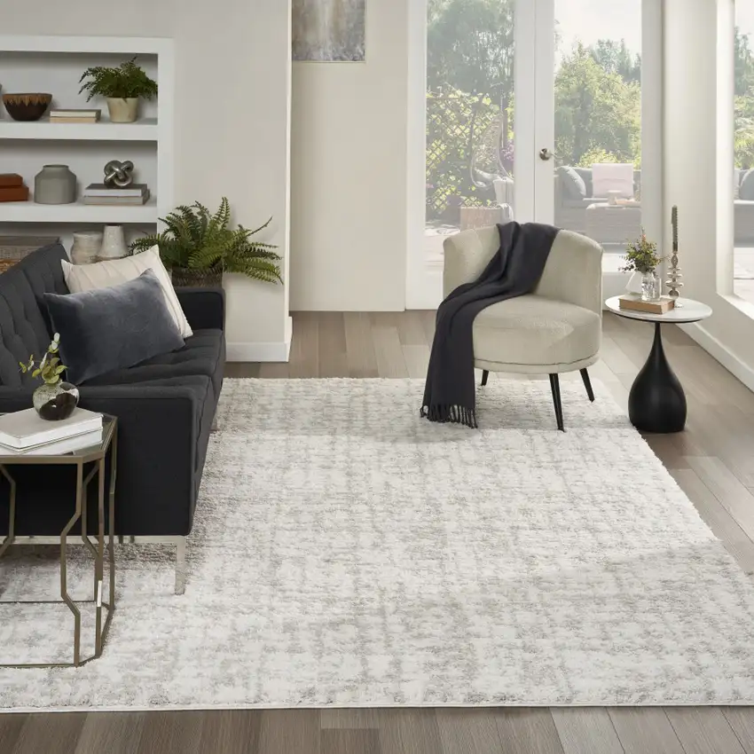 Gray Abstract Shag Power Loom Area Rug Photo 4
