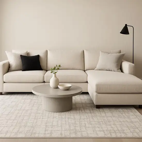 Gray Abstract Shag Power Loom Area Rug Photo 1