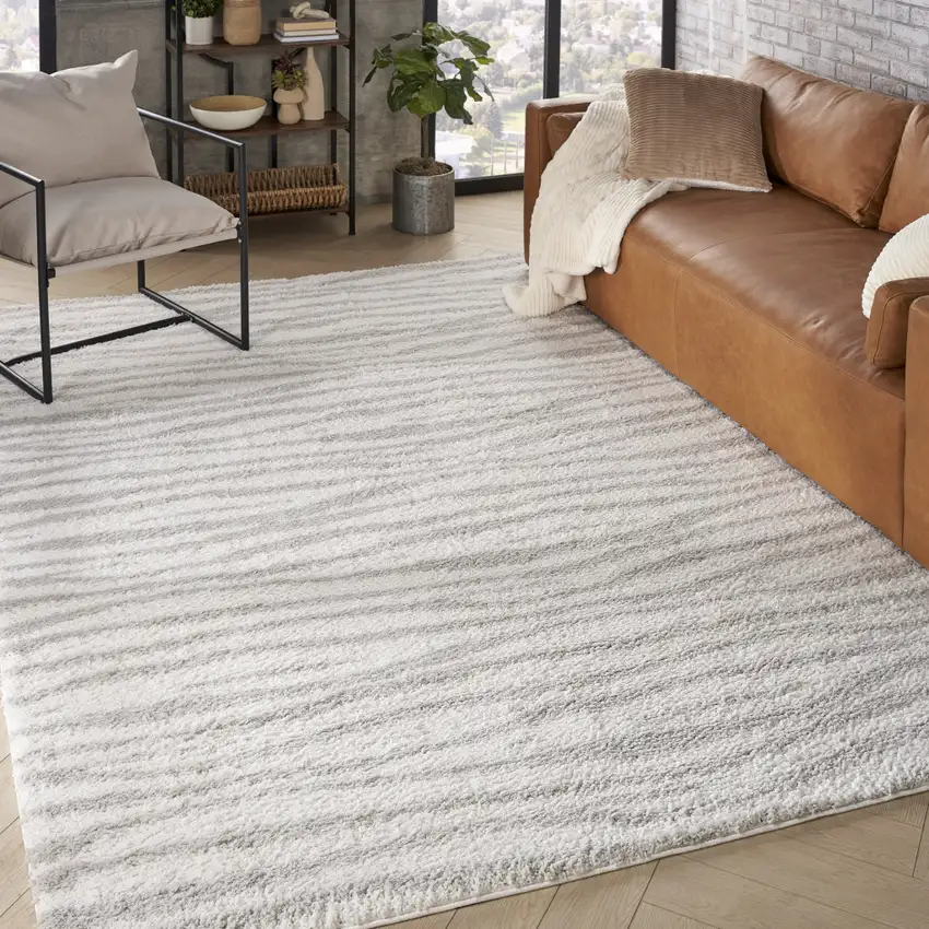 Gray Abstract Shag Power Loom Area Rug Photo 5