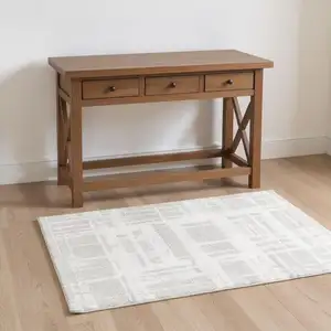 Photo of Gray Abstract Shag Power Loom Worn Faded Area Rug