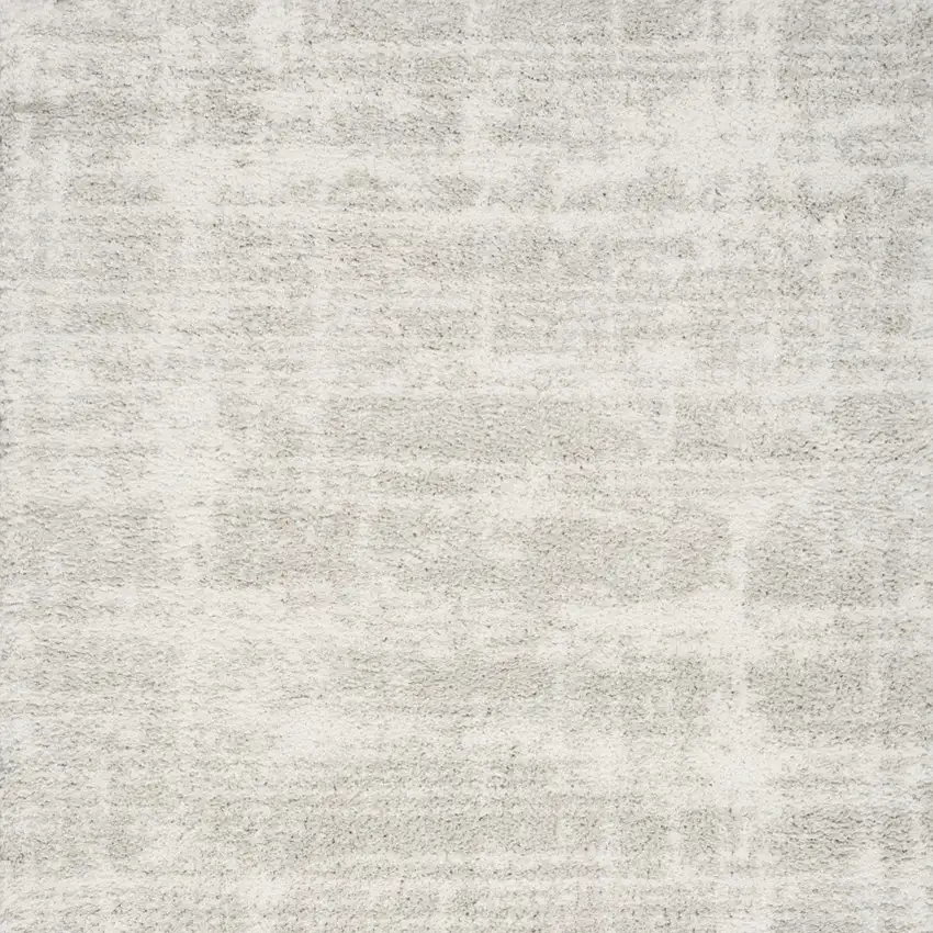 Gray Abstract Shag Power Loom Worn Faded Area Rug Photo 9