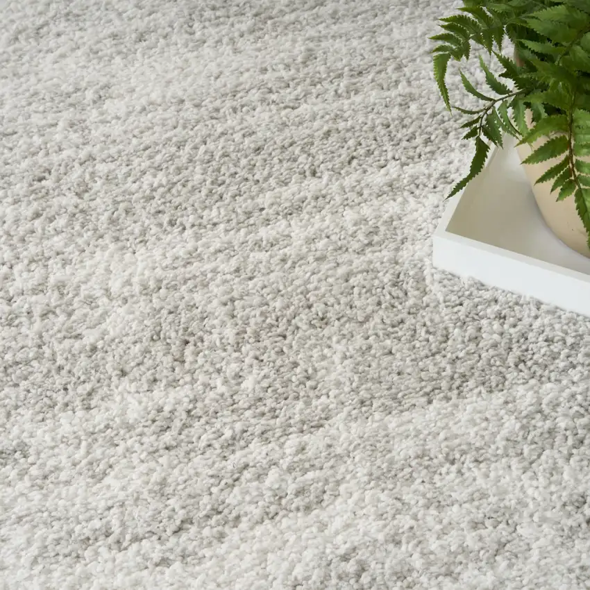 Gray Abstract Shag Power Loom Worn Faded Area Rug Photo 7