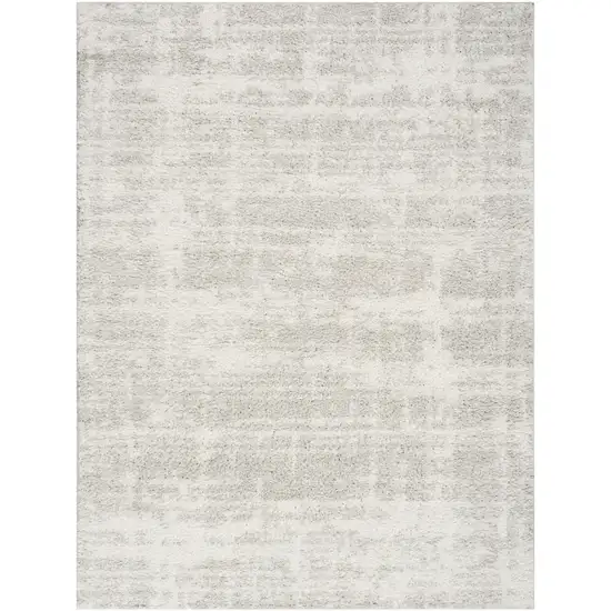 Gray Abstract Shag Power Loom Worn Faded Area Rug Photo 2
