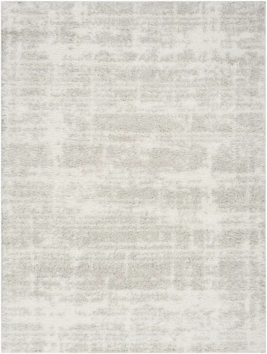 Gray Abstract Shag Power Loom Worn Faded Area Rug Photo 2