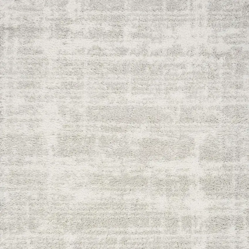 Gray Abstract Shag Power Loom Worn Faded Area Rug Photo 4