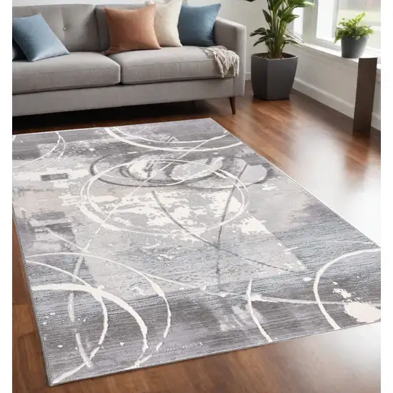 Gray Abstract Power Loom Area Rug Photo 1
