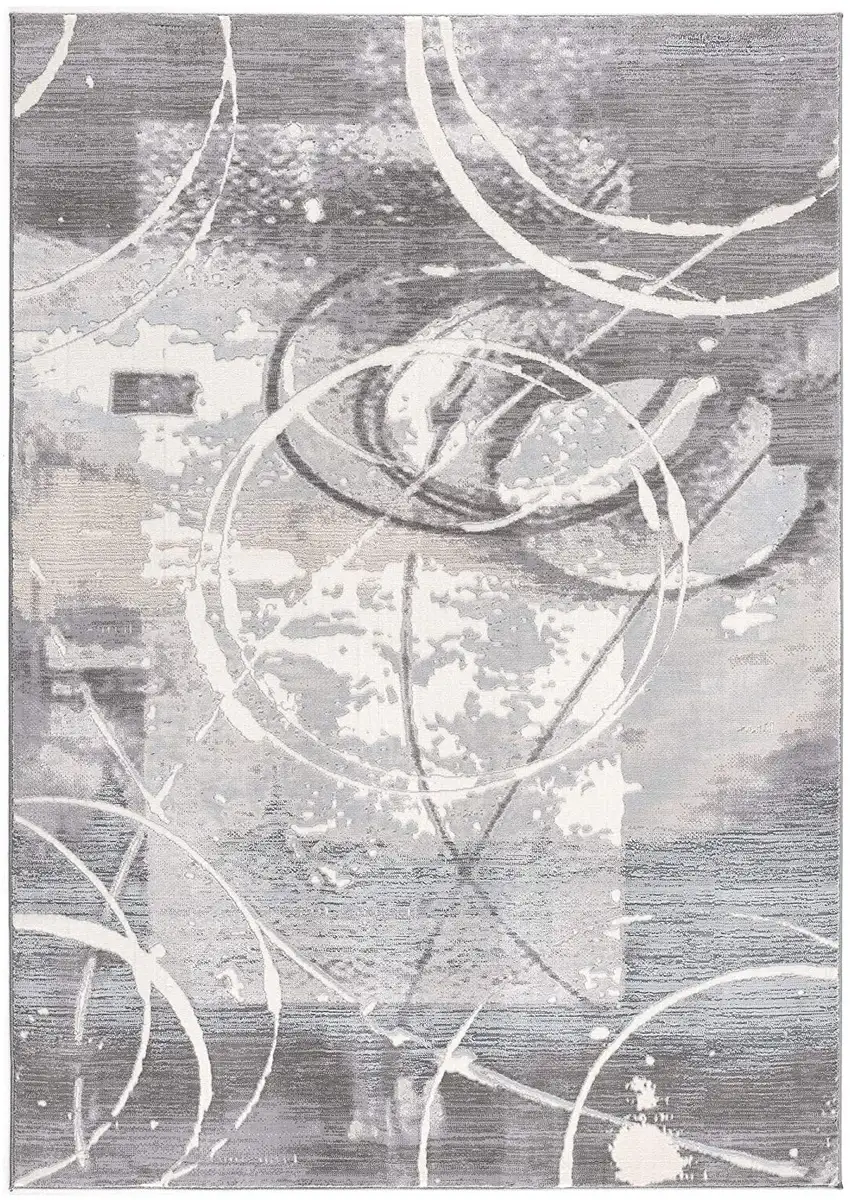 Gray Abstract Power Loom Area Rug Photo 1
