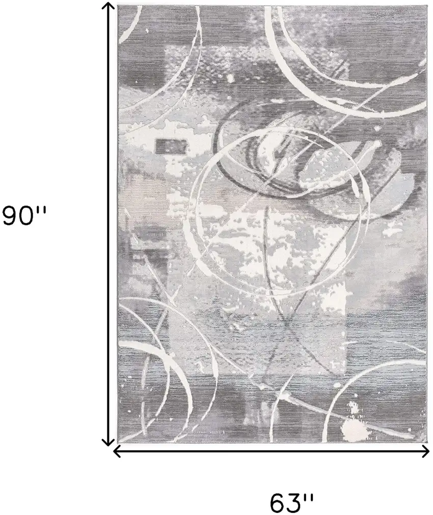 Gray Abstract Power Loom Area Rug Photo 3