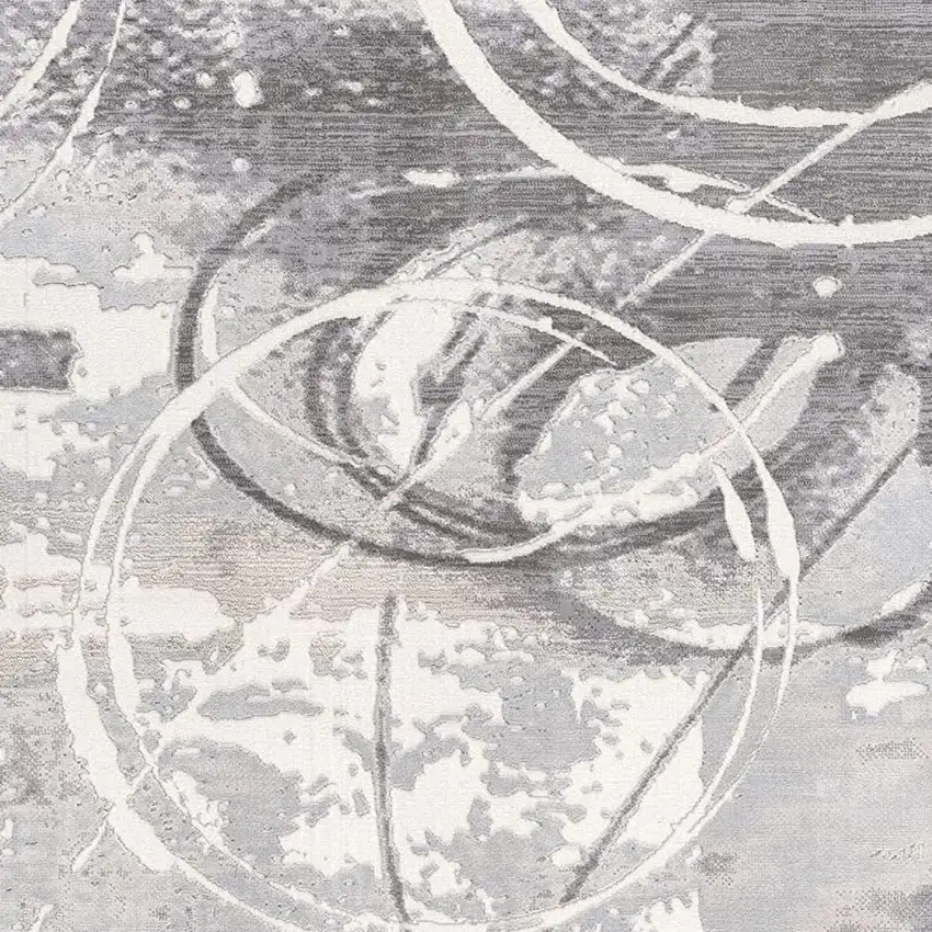 Gray Abstract Power Loom Area Rug Photo 4