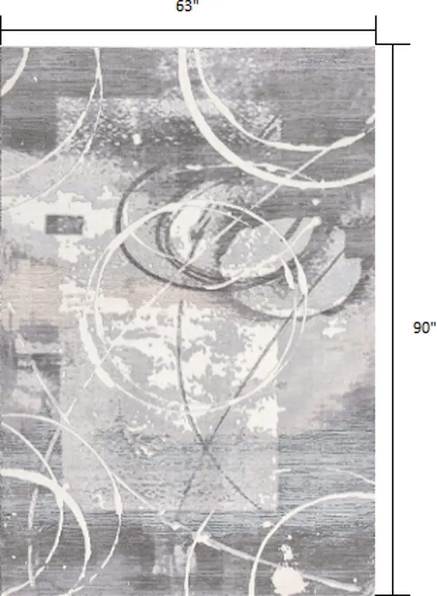 Gray Abstract Power Loom Area Rug Photo 8