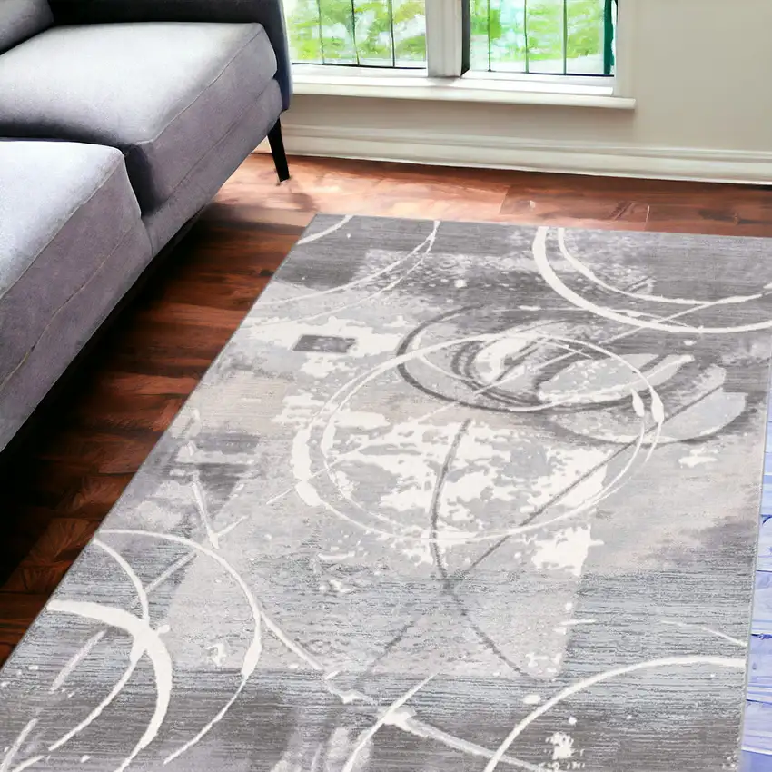 Gray Abstract Power Loom Area Rug Photo 1