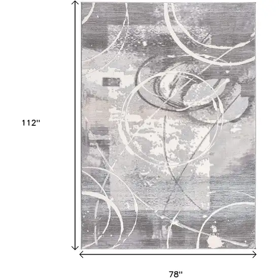 Gray Abstract Power Loom Area Rug Photo 9