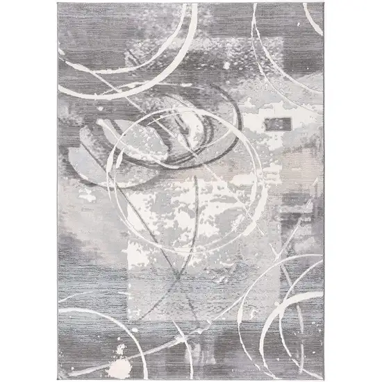 Gray Abstract Power Loom Area Rug Photo 3