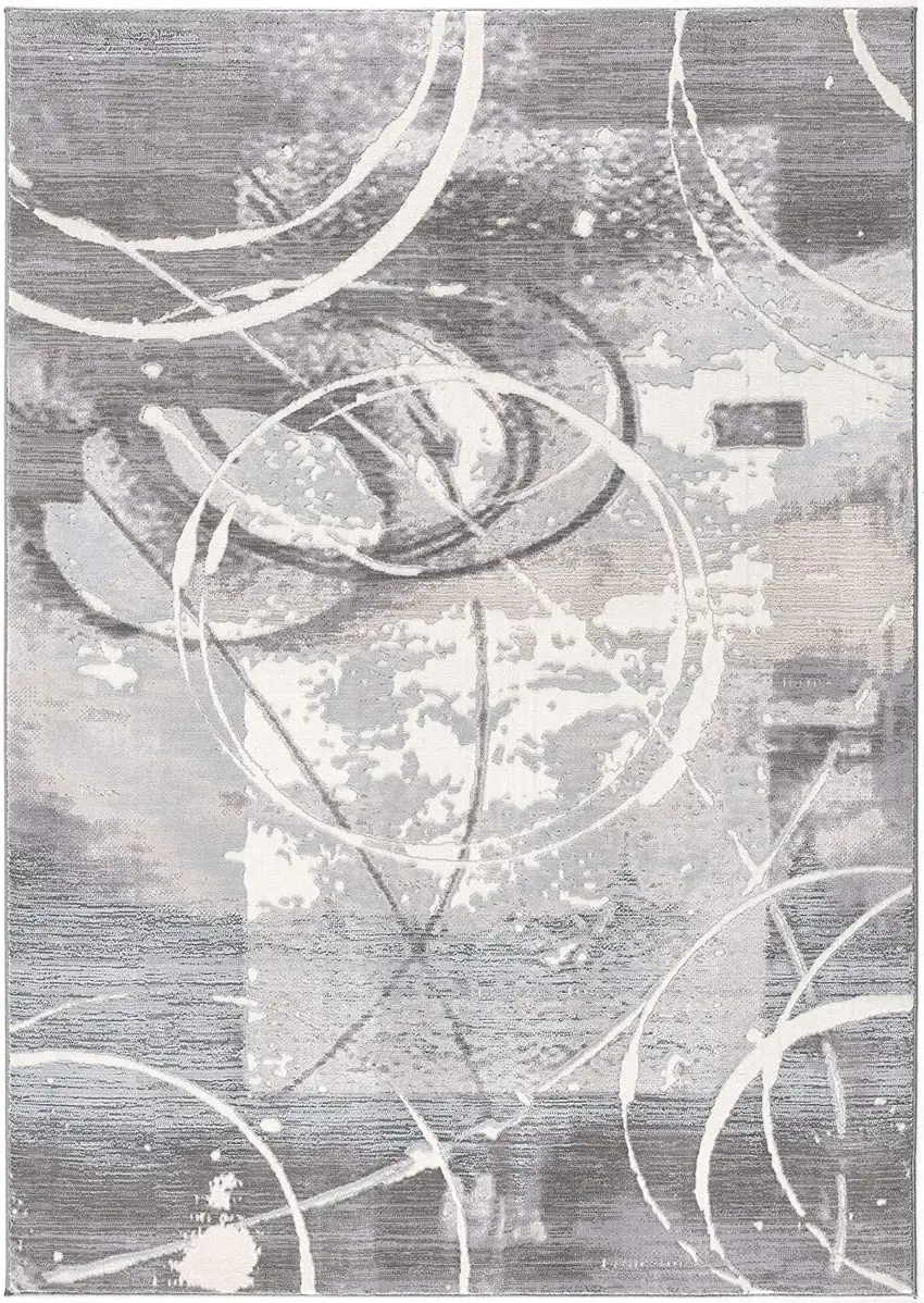 Gray Abstract Power Loom Area Rug Photo 3