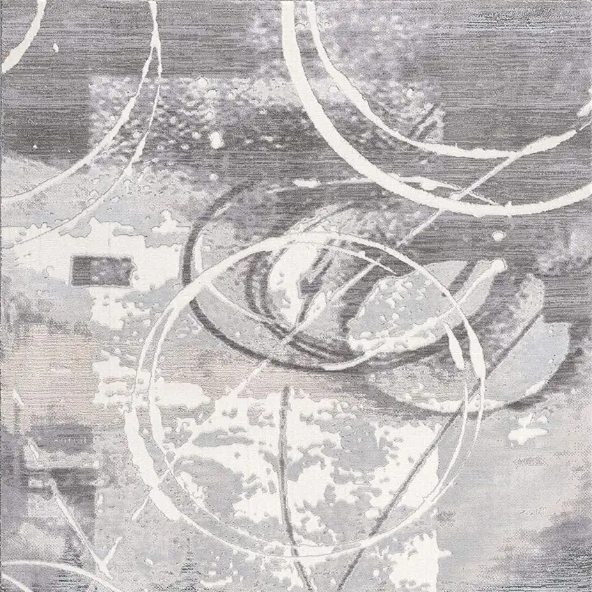 Gray Abstract Power Loom Area Rug Photo 7