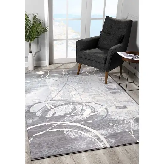 Gray Abstract Splatter Area Rug Photo 4
